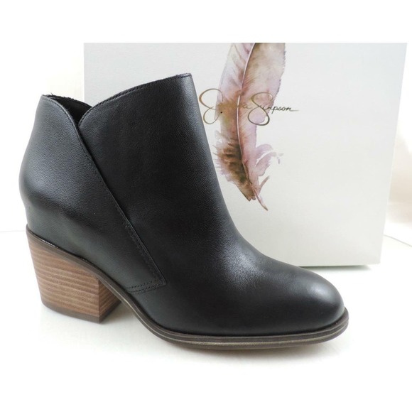 Women's Shoes Jessica Simpson TANDRA Ankle Boots Booties Leather Black - Picture 1 of 9
